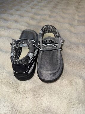 Hey Dude Kids Gray and Black Slip-On Sneakers